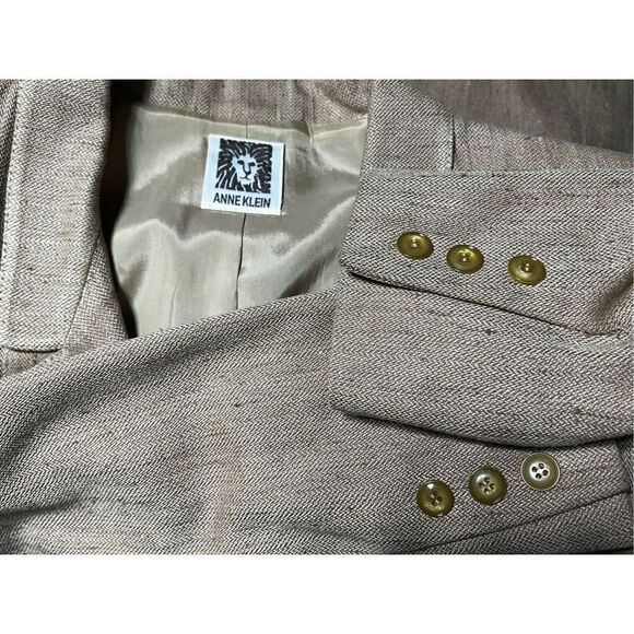 Anne Klein Vintage Double Breasted Blazer Jacket Raw Silk Skirt Set Size Small - Picture 7 of 7